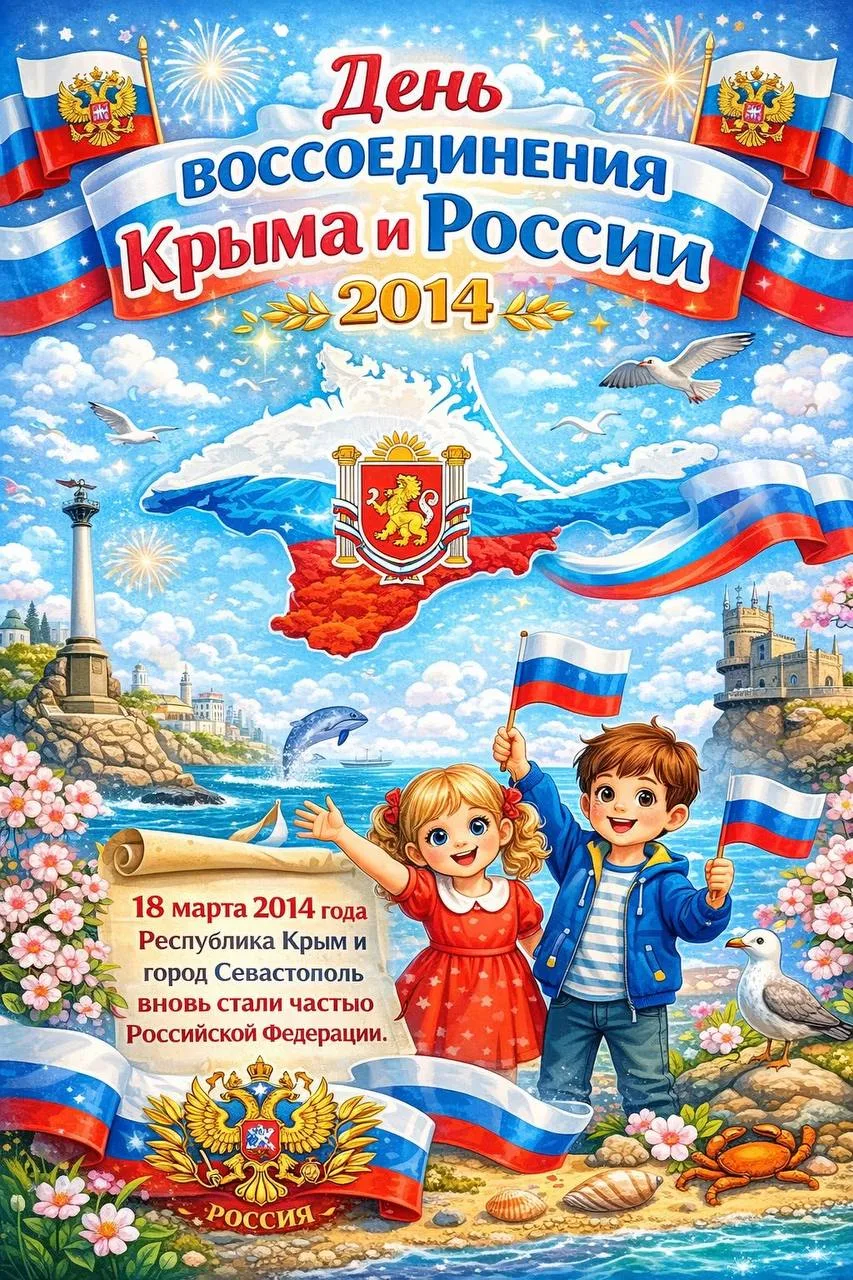 В подготовительной группе "Радуга" прошла беседа: « Крым и Россия навсегда вместе!»