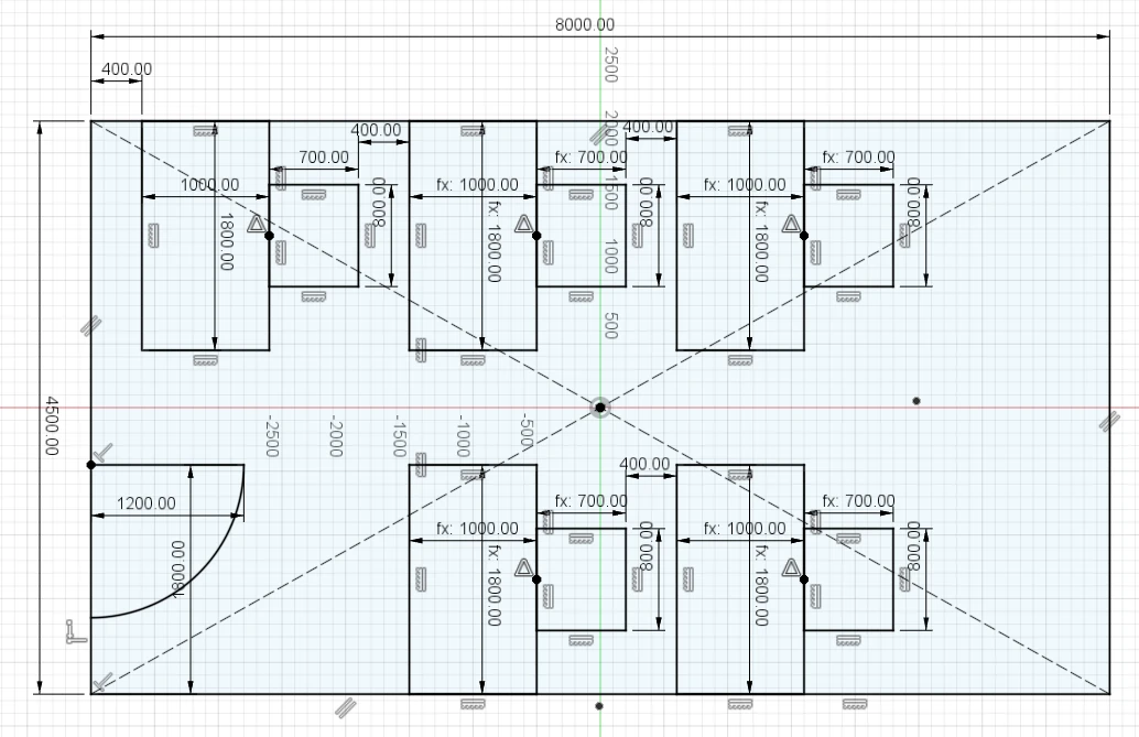 Пример нецелевого использования CAD программы. Проектирование расстановки столов в офис...