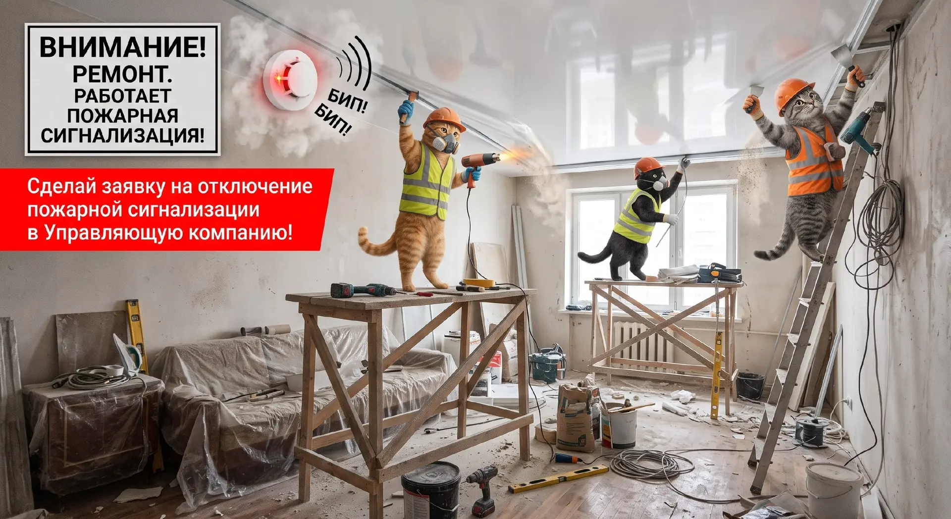 ⚠️‼️Из-за строительных работ срабатывает пожарная сигнализация 

Для обеспечения безопасности наших 