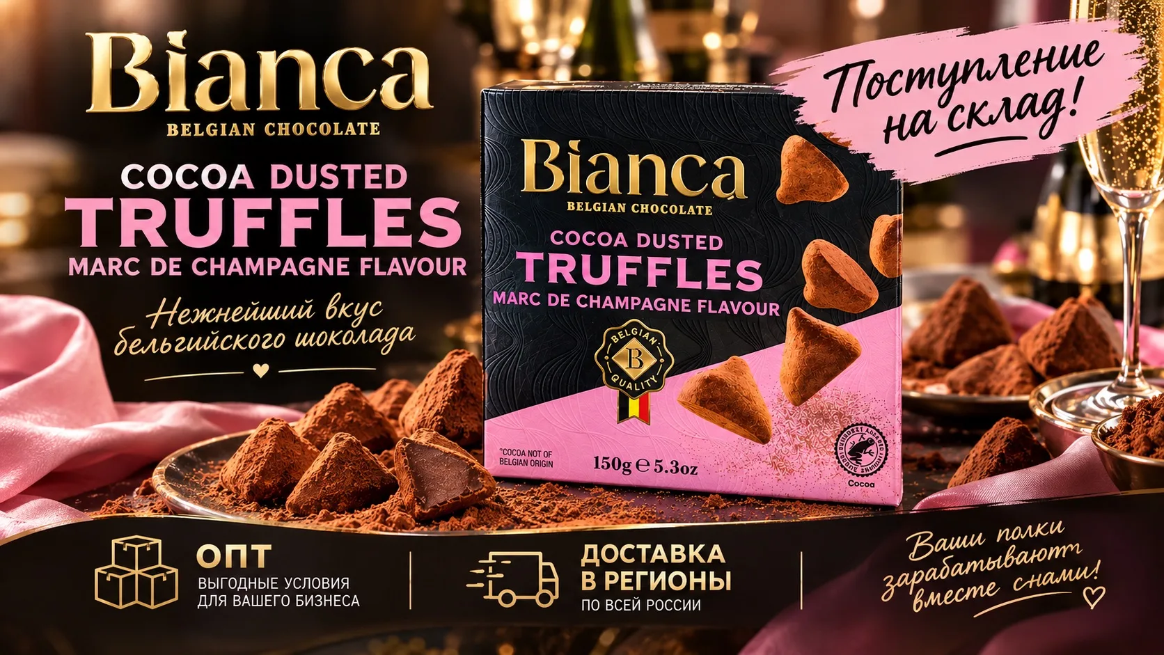 Новинка на складе — трюфели Bianca из Бельгии 🍫