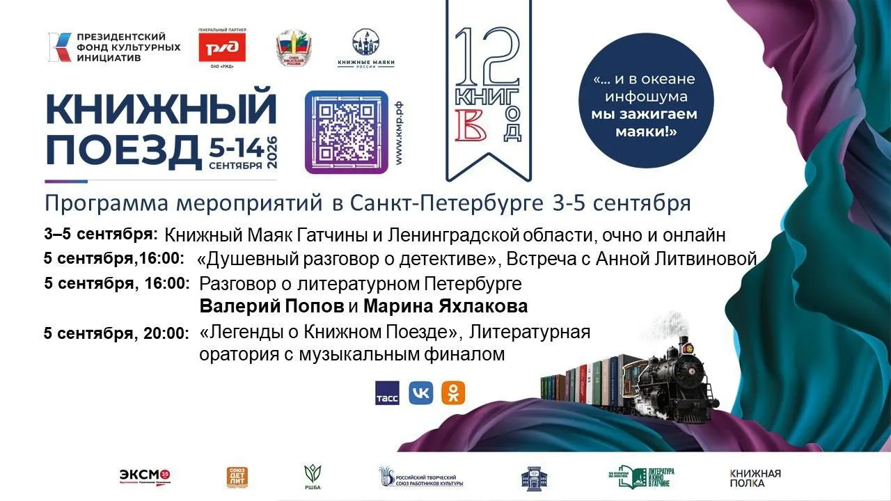 По России едет «Книжный Поезд» — литературная экспедиция с 5 по 14 сентября пройдёт чер...