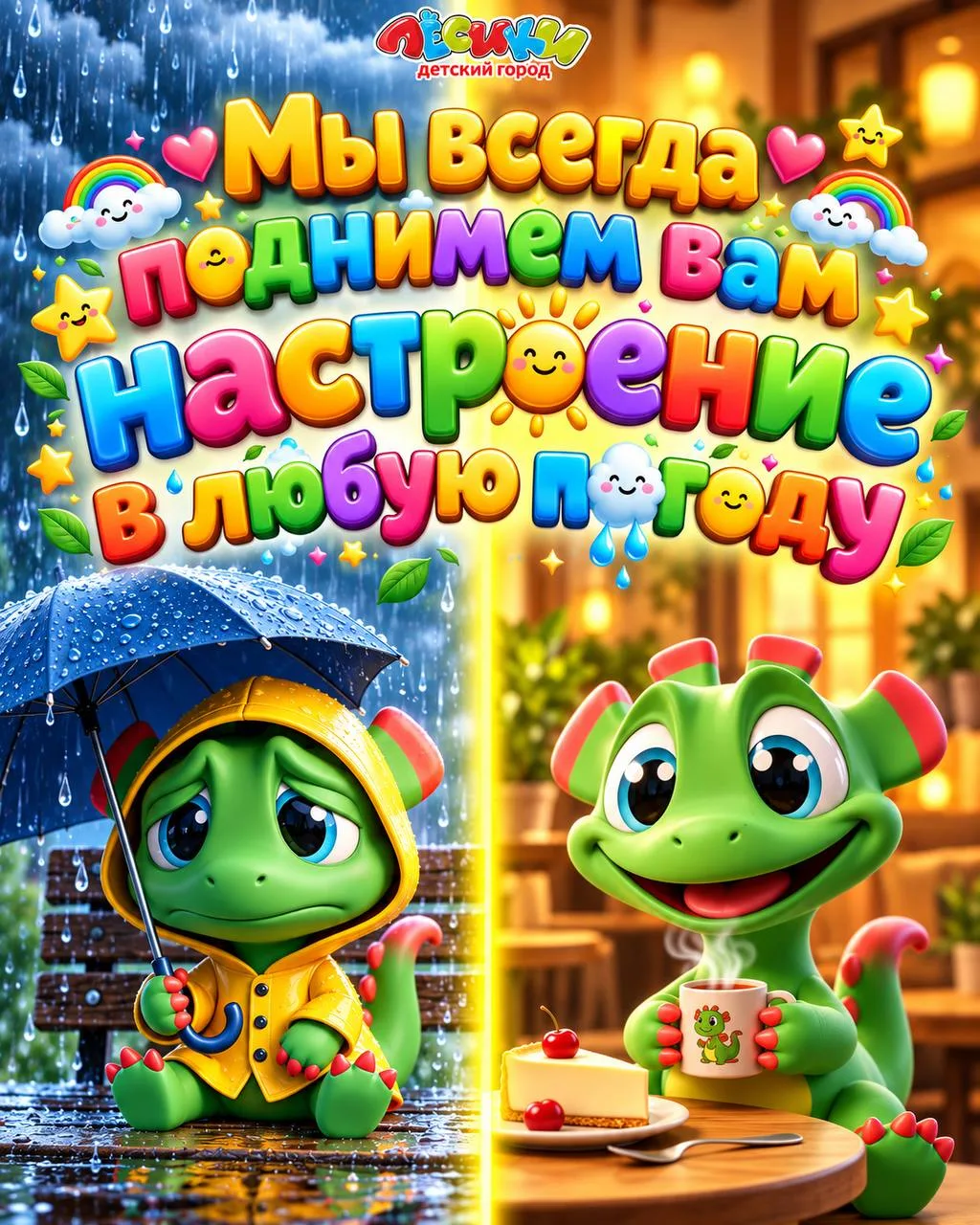 🌧️ За окном дождь? А у нас — всегда хорошее настроение! ☀️