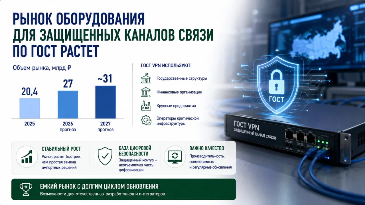 Российский рынок оборудования для защищенных каналов связи по стандартам ГОСТ продолжае...