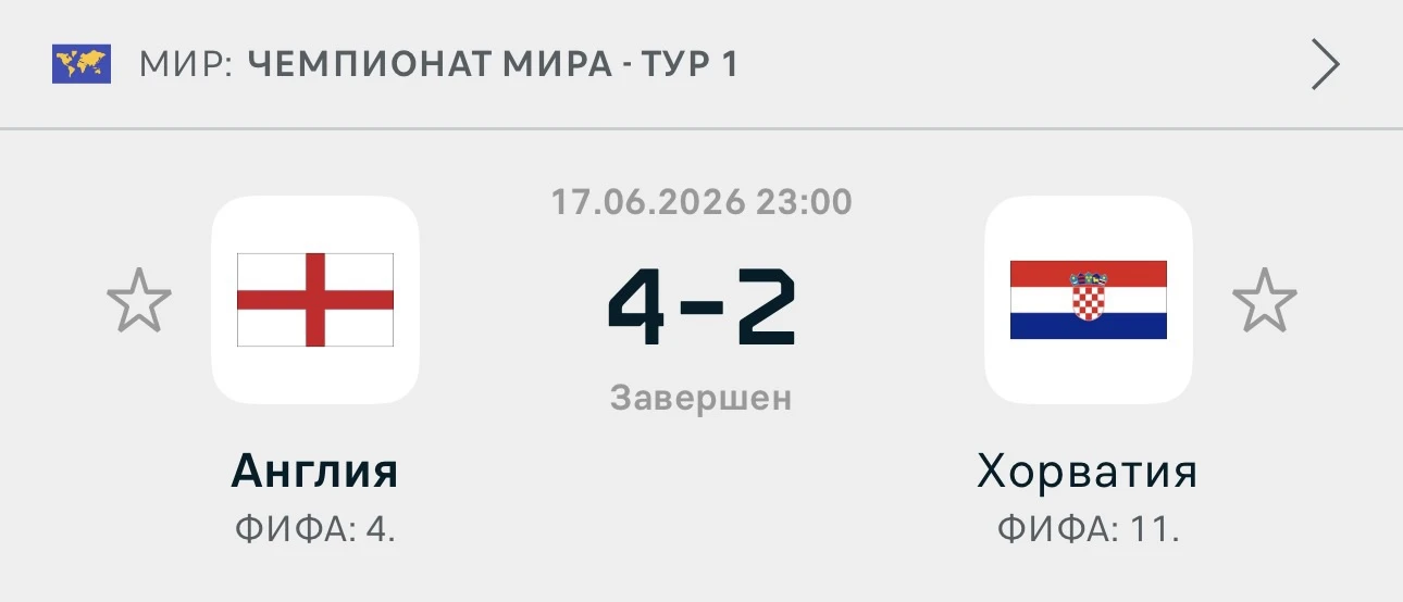 Супер уверенная победа по ЧМ с шикарным коэффициентом!!!! 🔥

Всех поздравляю!!! 🏆 

Также у нас по