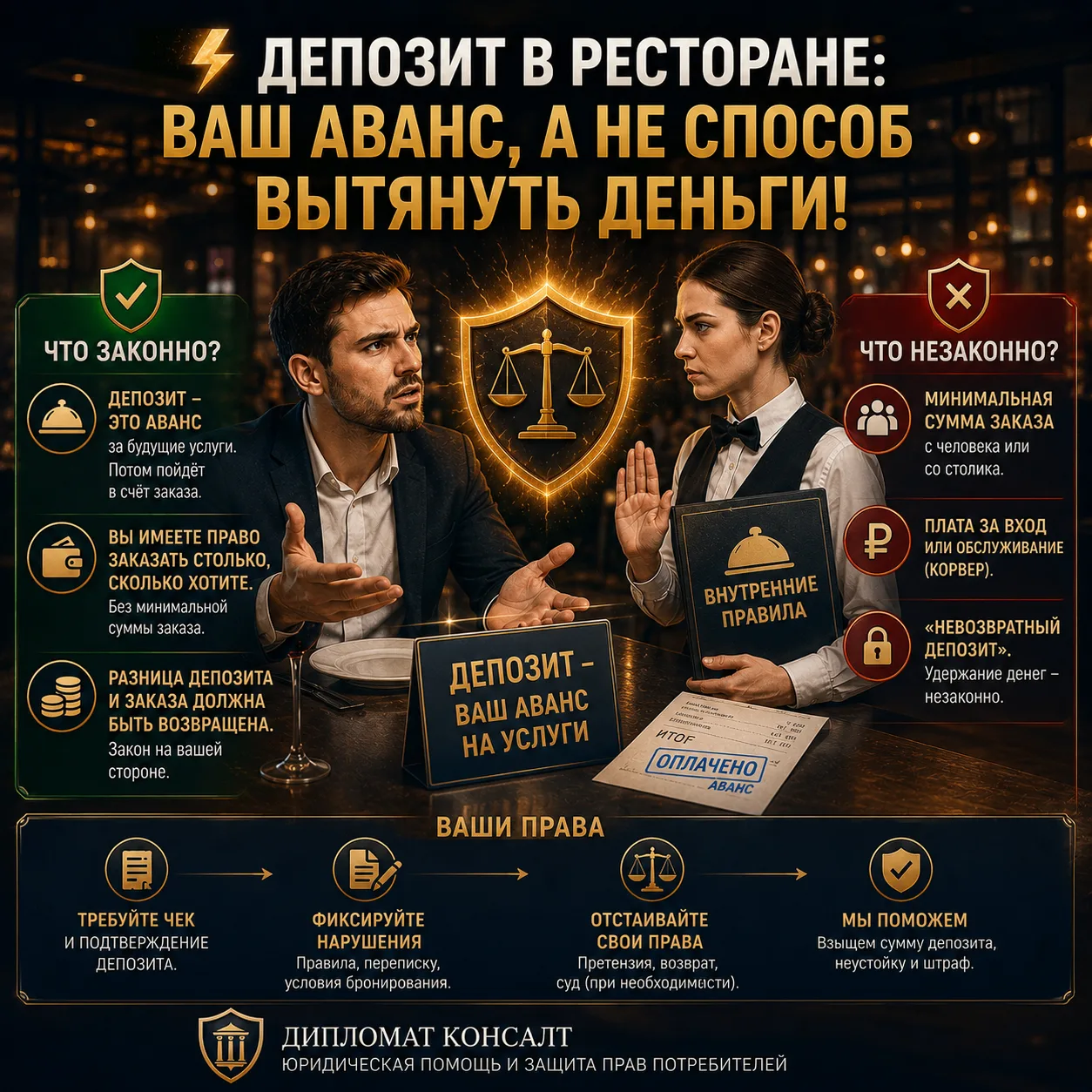 ⚡️ Депозит в ресторане: законный аванс или способ вытянуть деньги?