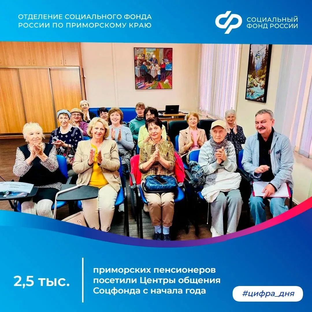 Более 2,5 тысячи приморских пенсионеров посетили Центры общения Соцфонда с начала года

В наших Цент