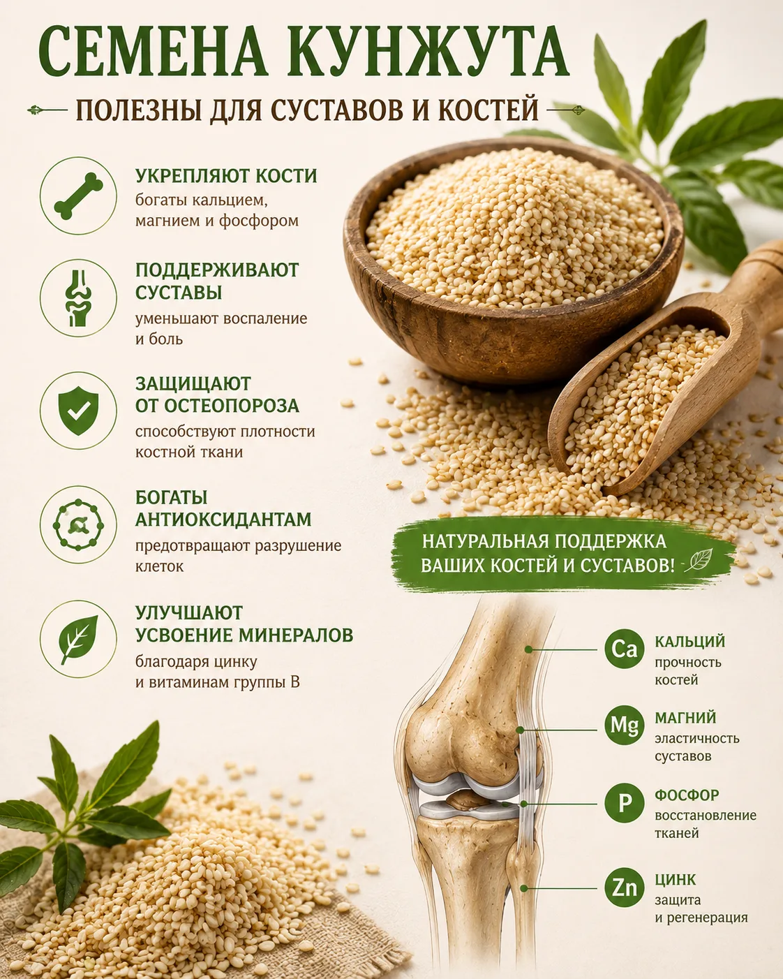 Семена кунжута полезны для суставов и костей☝️

Кунжутное семя многими используется преимущественно 