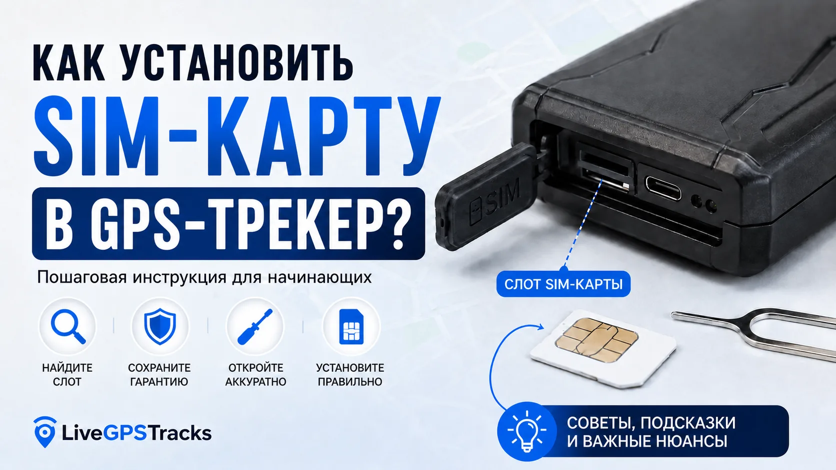 Как установить SIM-карту в GPS-трекер?