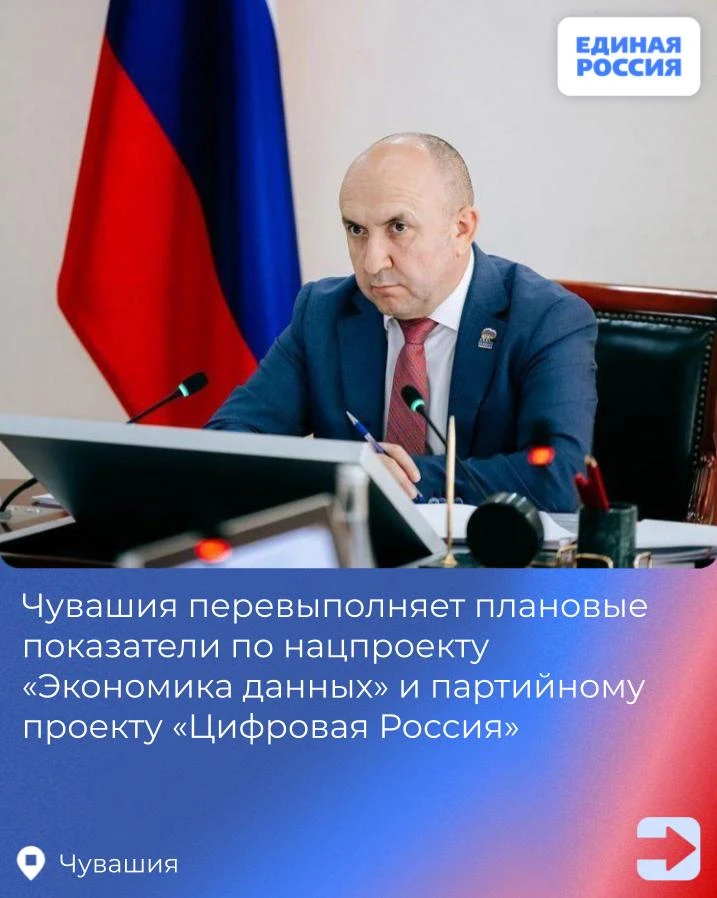 Чувашия перевыполняет плановые показатели по нацпроекту «Экономика данных» и партийному...