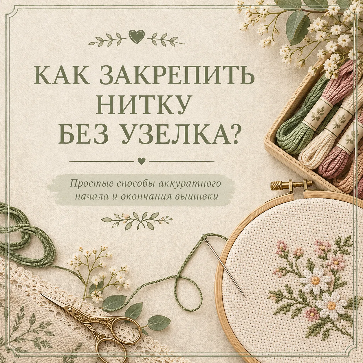 🧵 Полезные карточки: как закрепить нитку без узелка