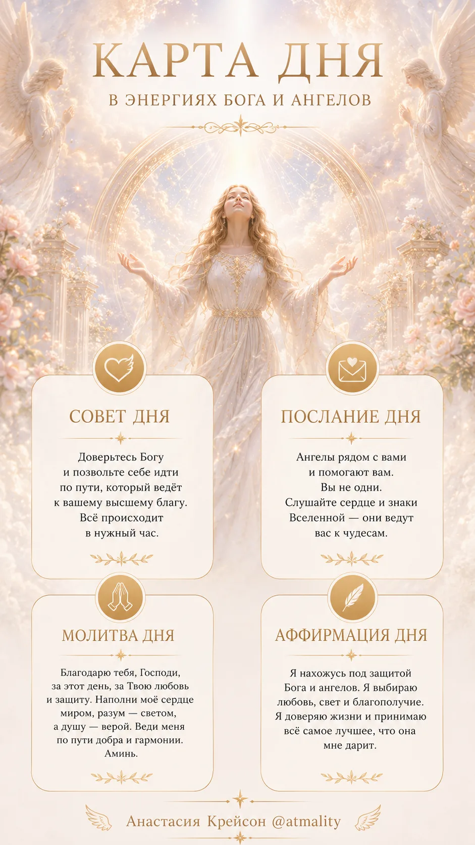 🔅 СОВЕТ ДНЯ:  В ЭНЕРГИЯХ БОГА И АНГЕЛОВ! 

Прочитай с сердечной включенностью. 

🙌Пусть это день с
