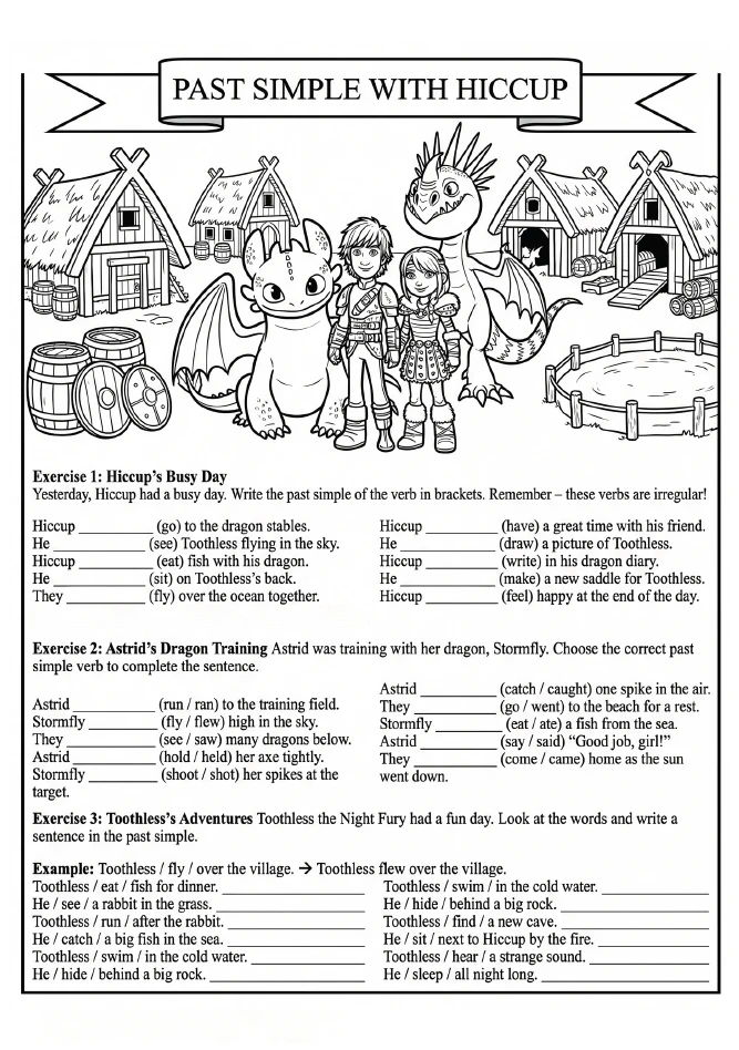 ❤ PAST SIMPLE IRREGULAR VERBS WITH HICCUP A0-A1    ❤️ Забрать бесплатно можно здесь     📚📚📚Бесплатна