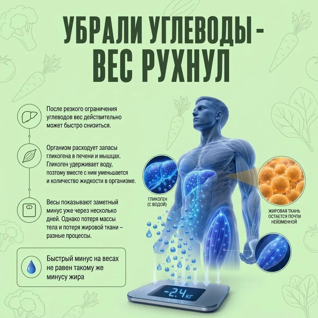 Вы замечали, что в первые дни диеты вес улетает просто с космической скоростью?