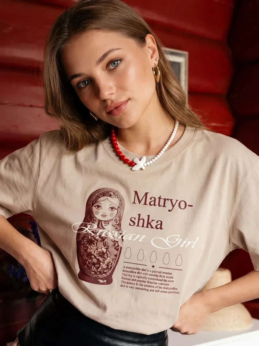 ⚡️ Футболка oversize с принтом Матрёшка, ПОП КУЛЬТУРА