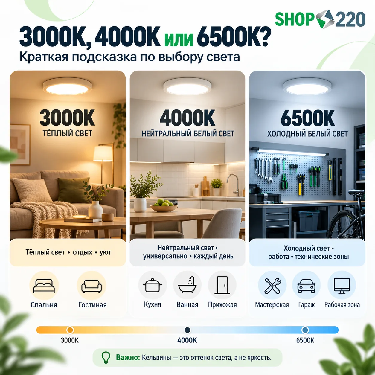 💡 3000К, 4000К или 6500К — какой свет выбрать?