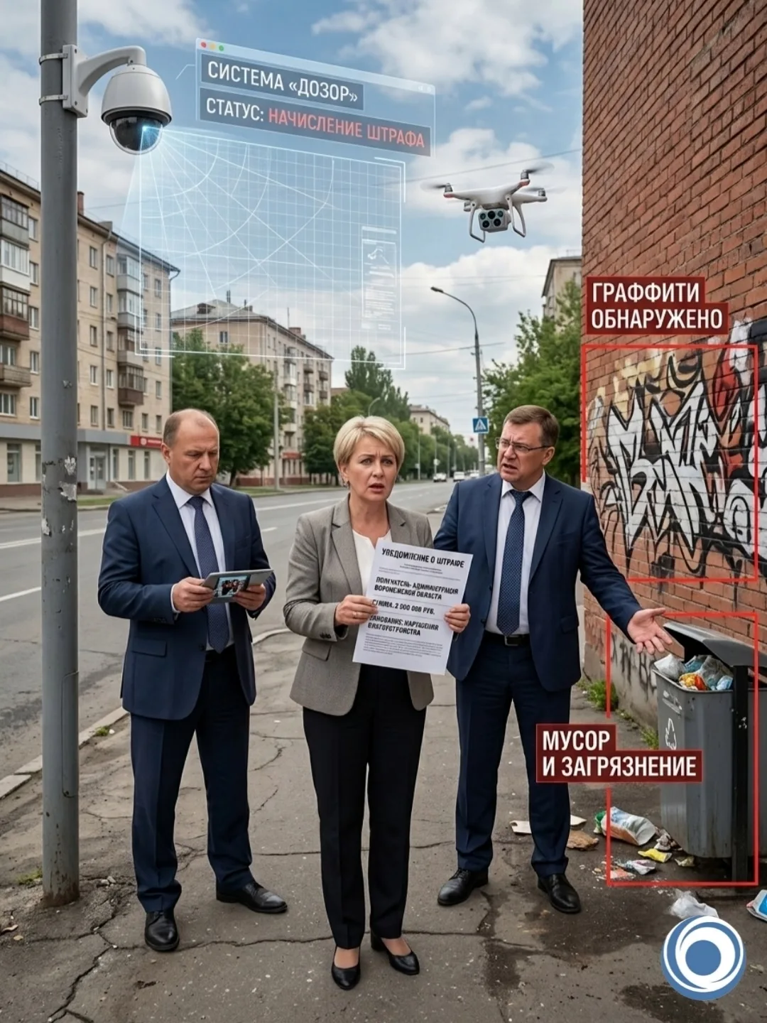 В Воронежской области ИИ-патруль начал штрафовать чиновников за грязные улицы