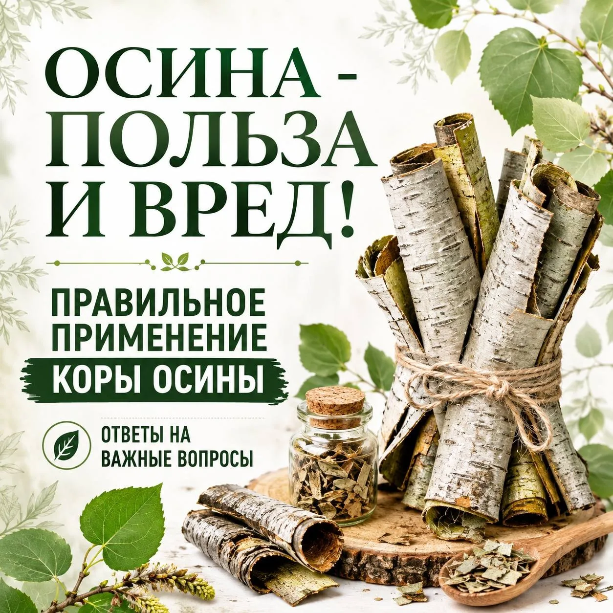 🌿 ОСИНА - ПОЛЬЗА И ВРЕД. ПРАВИЛЬНОЕ ПРИМЕНЕНИЕ КОРЫ ОСИНЫ.