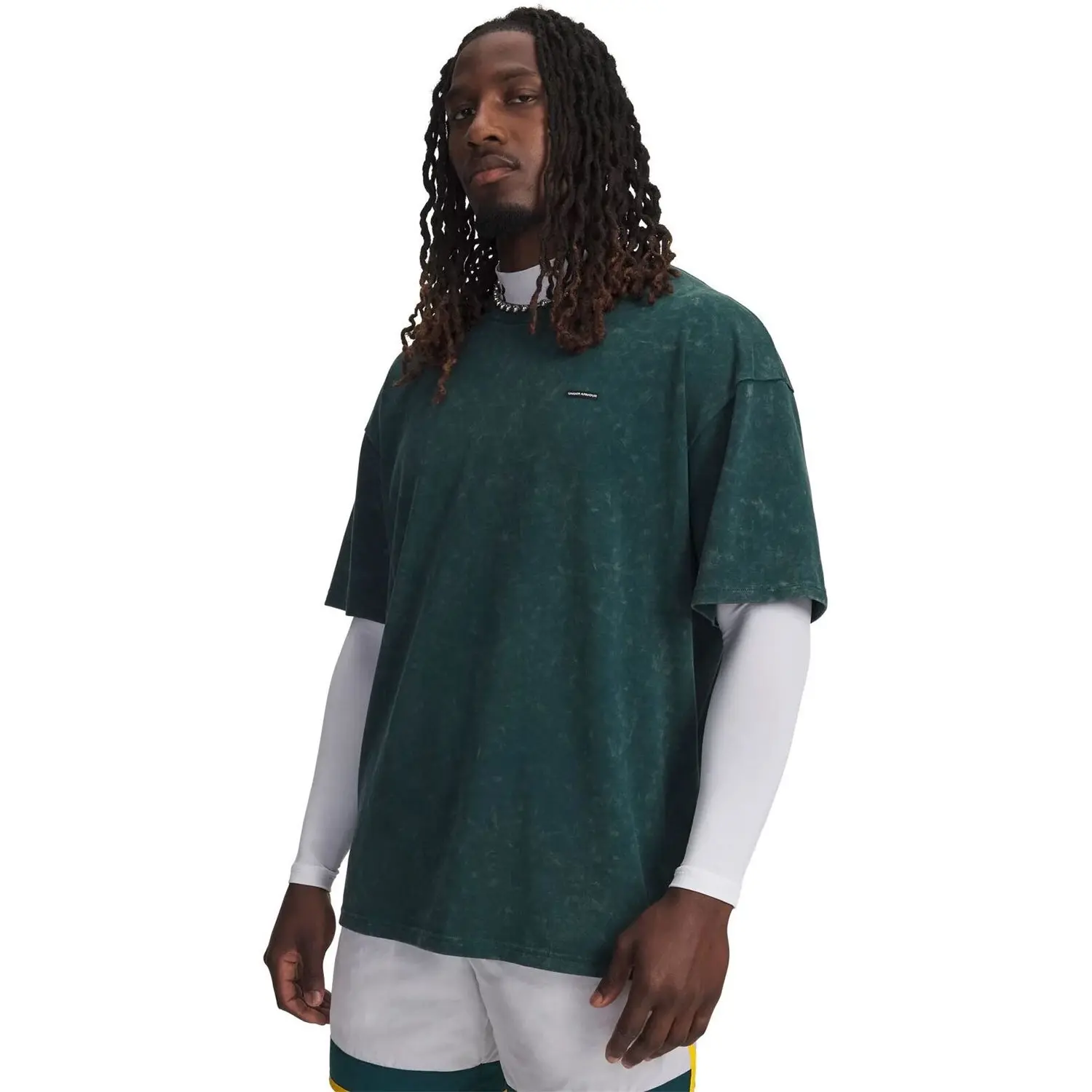 Футболка Under Armour Heavyweight Oversized Logo Wash Short Sleeve Green: L, XL
