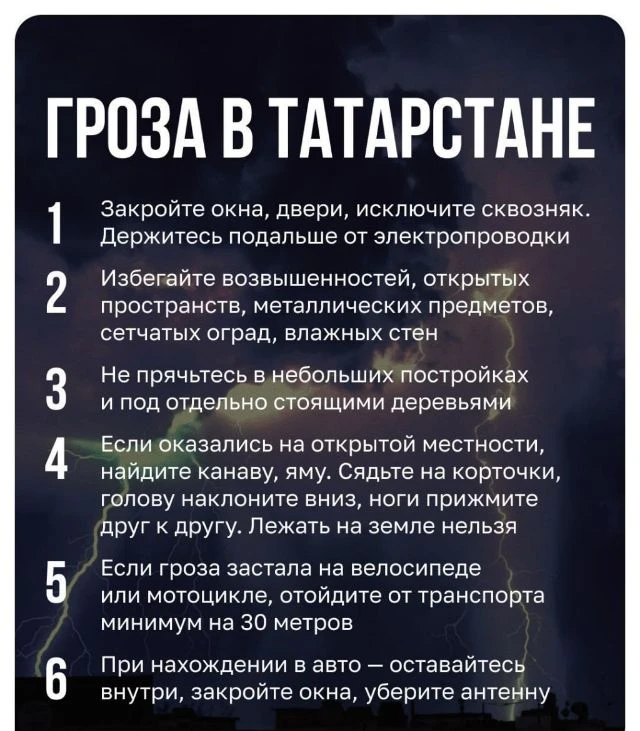 ❗️⛈️ МЧС предупредило о сильных дождях, грозах и граде в Татарстане 23 июля