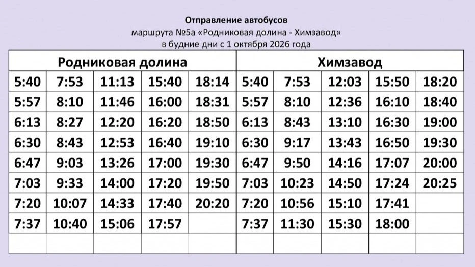 В Волгограде обновлено расписание движения автобусного маршрута №5а «Родниковая долина ...