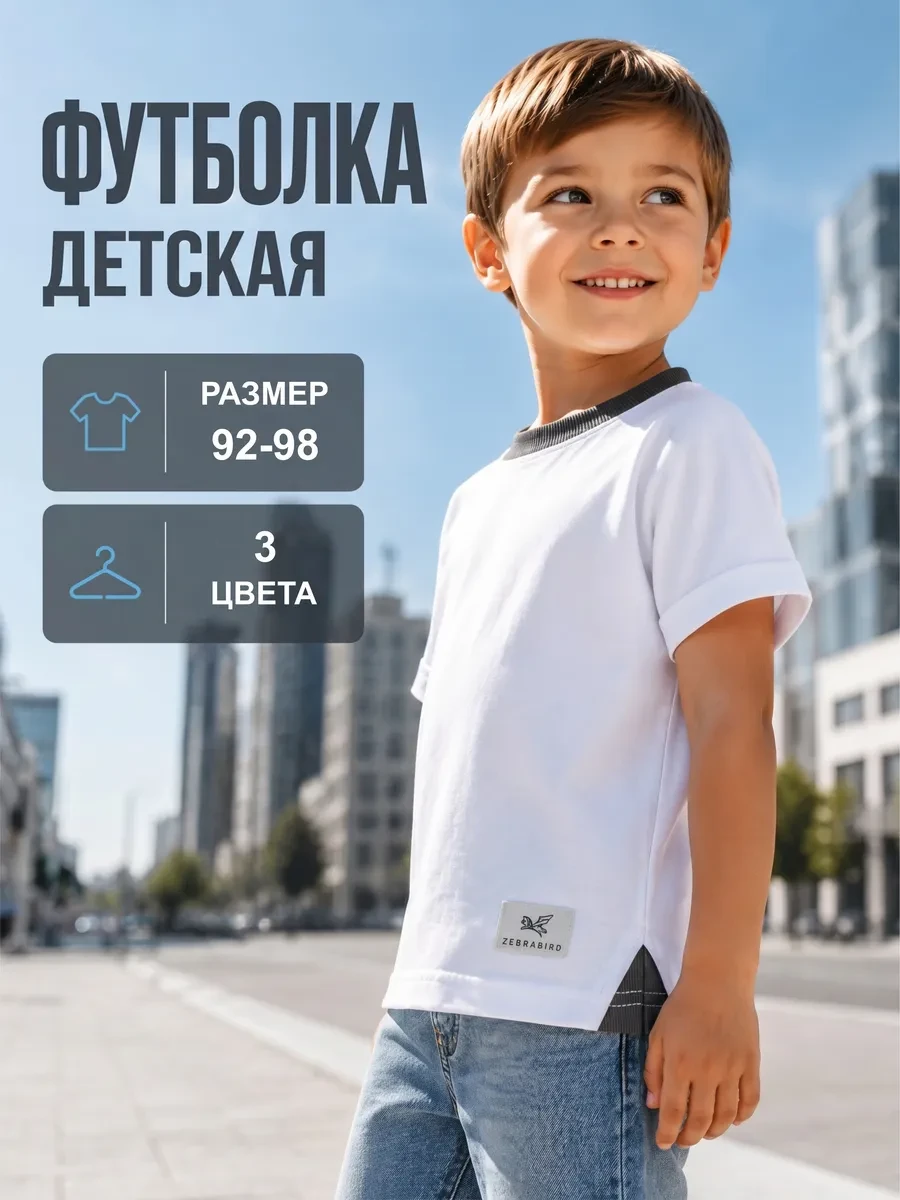 ⚡️ Футболка для мальчика без принта, ZEBRABIRD