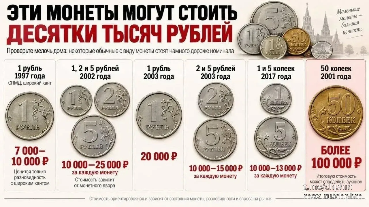 Монета в 5 рублей 1999 года может стоить до 600 тысяч 📊