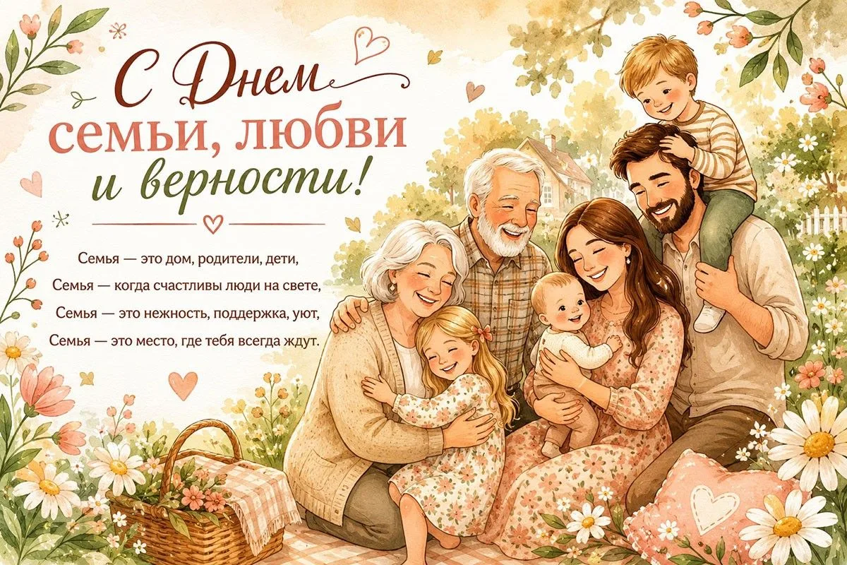 💐 Дорогие друзья! Поздравляем вас с Днем семьи, любви и верности! 💐