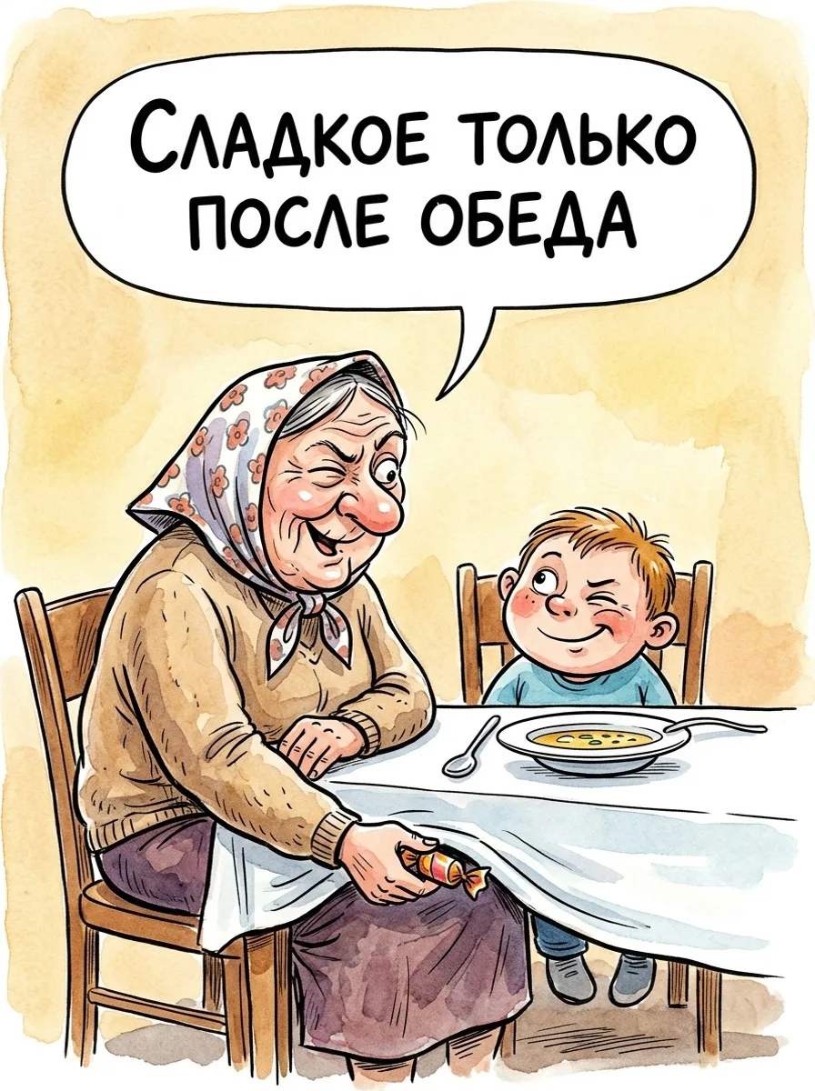 Правило железное: сладкое после обеда. Под столом действует другое правило, бабушкино. ...