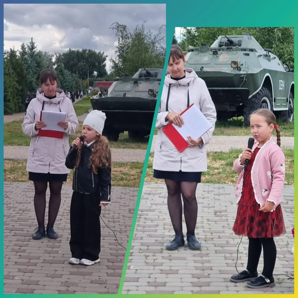 31 мая, в патриотической зоне парка "Заречный" на  Троицу, наши воспитанницы Орлова Вика и Юдина Ксю