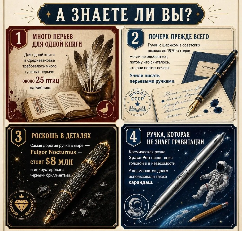 «А знаете ли вы?»
1. Для одной книги в Средневековье требовалось убить целое стадо гусей (около 25 п