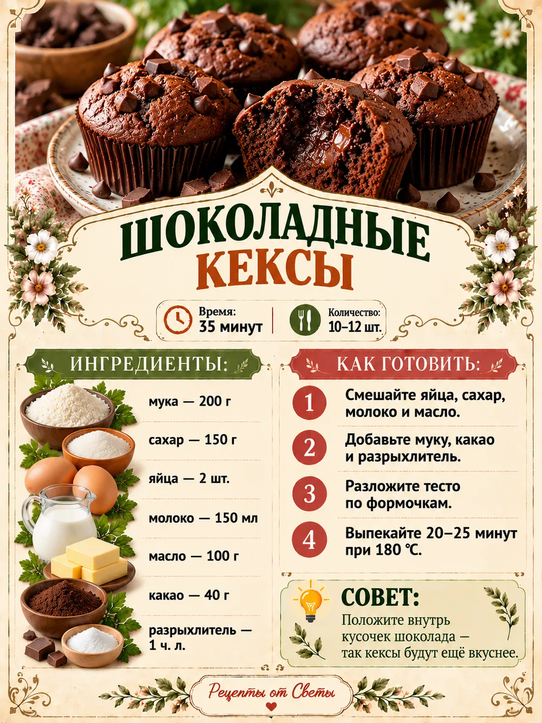 🍫 Заваривайте чай: шоколадные кексы уже собирают домашних на кухне!