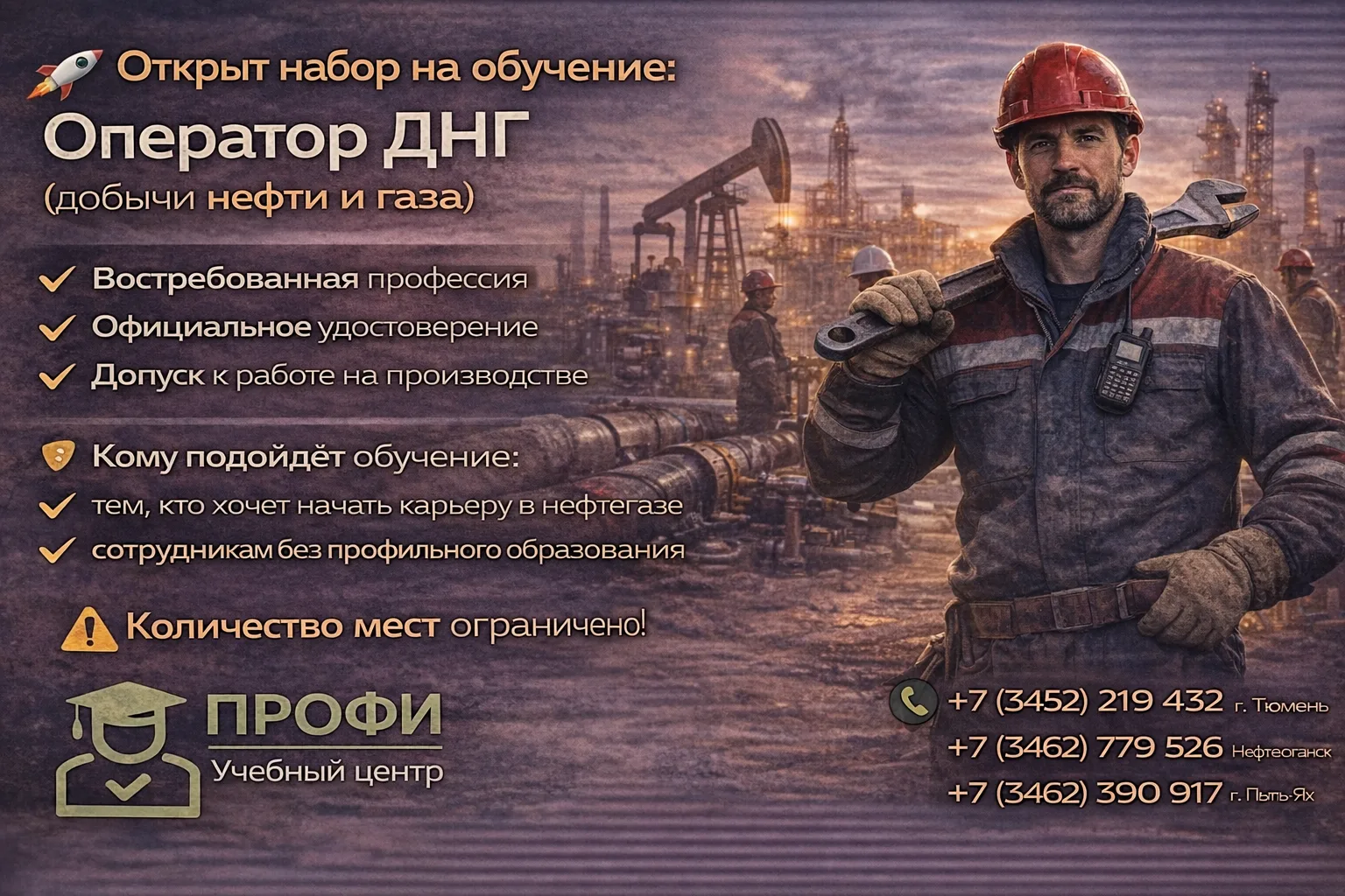 🚀 Открыт набор на обучение: Оператор ДНГ (добычи нефти и газа)
