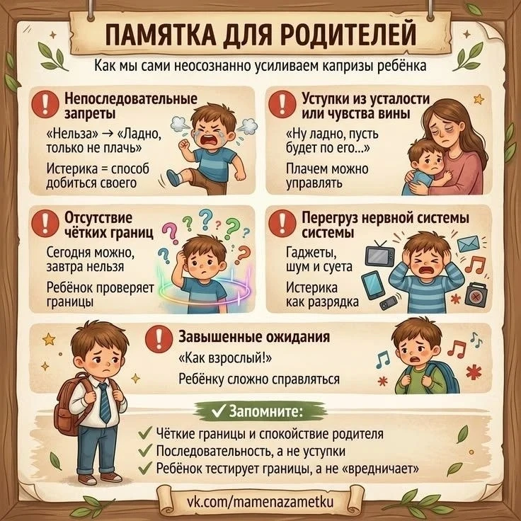 📅 Еженедельная рубрика «Советы от психолога»
😥 Памятка для родителей: как мы сами неосознанно усил
