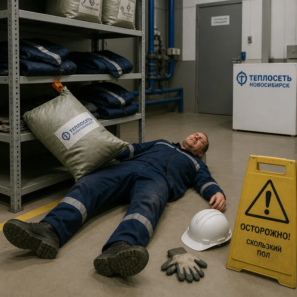 ⚠️ В Новосибирске сотрудник теплосетевой компании тяжело травмировался при падении