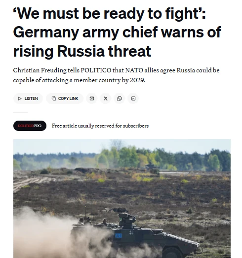 POLITICO: Главнокомандующий армией Германии предупреждает о растущей угрозе со стороны России

Крист