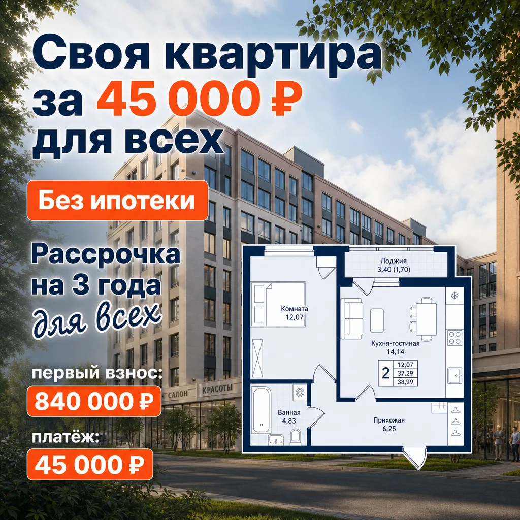 Своя квартира за 45 000 ₽/мес для всех 🔥