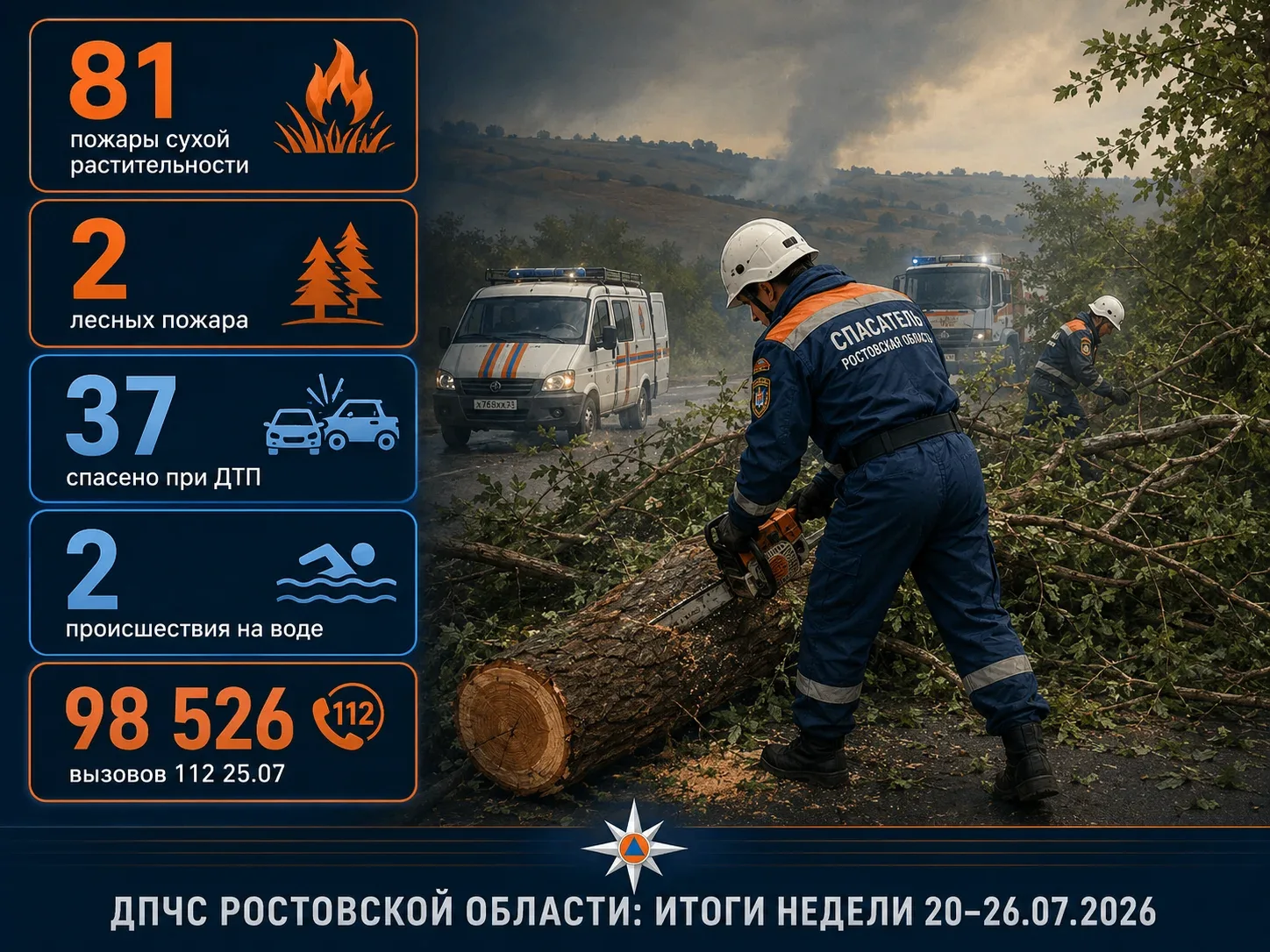 📊 Прошла непростая неделя: экстренные службы работали в напряжённом режиме из‑за ураганного ветра и