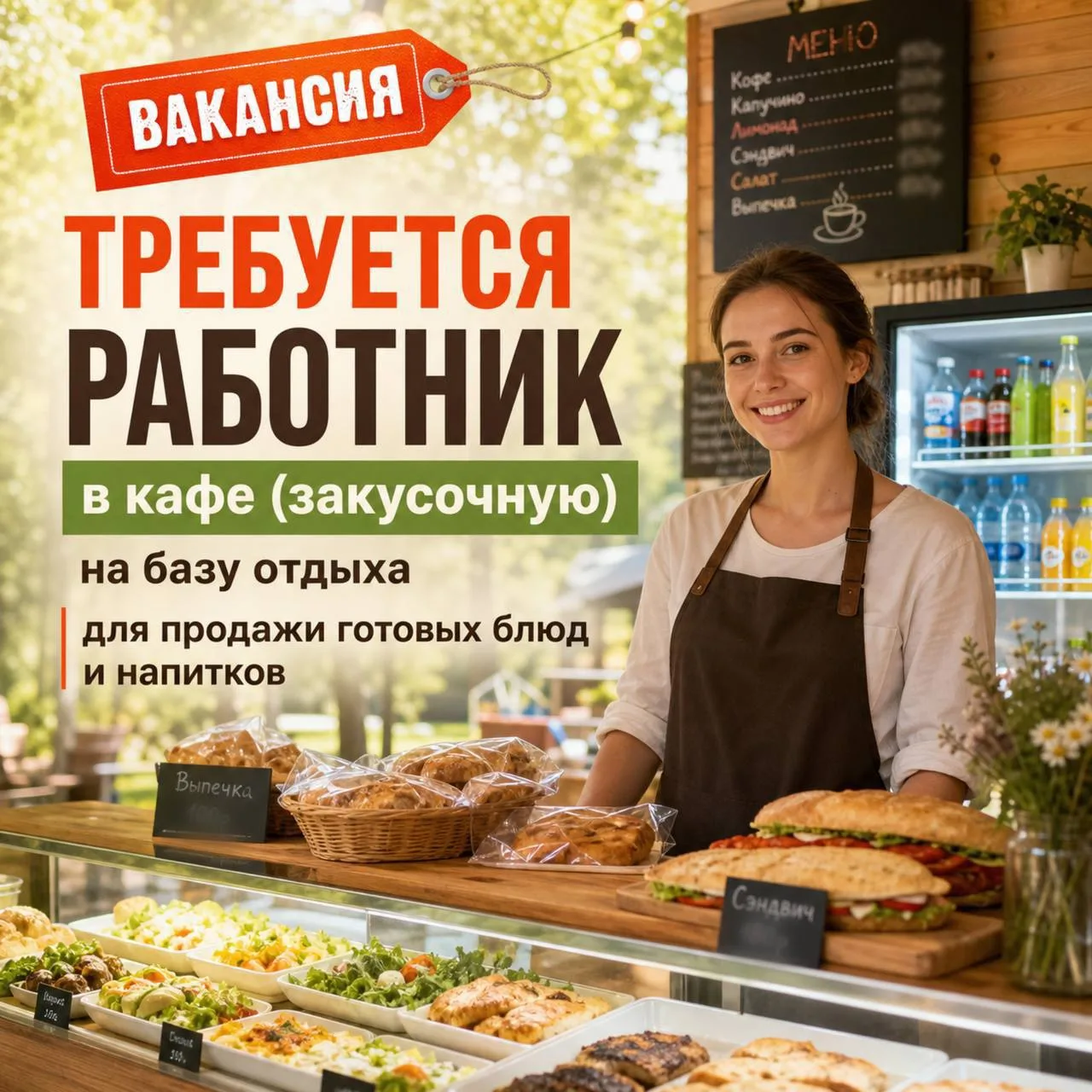 На постоянную работу в посёлке Мостовском требуется работник в закусочную по продаже го...