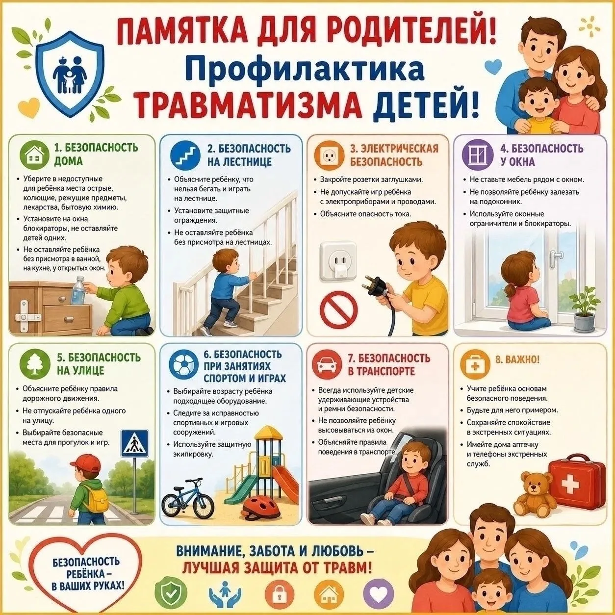Уважаемые родители! Безопасность наших детей — это приоритет №1.
 Большинство бытовых травм можно пр