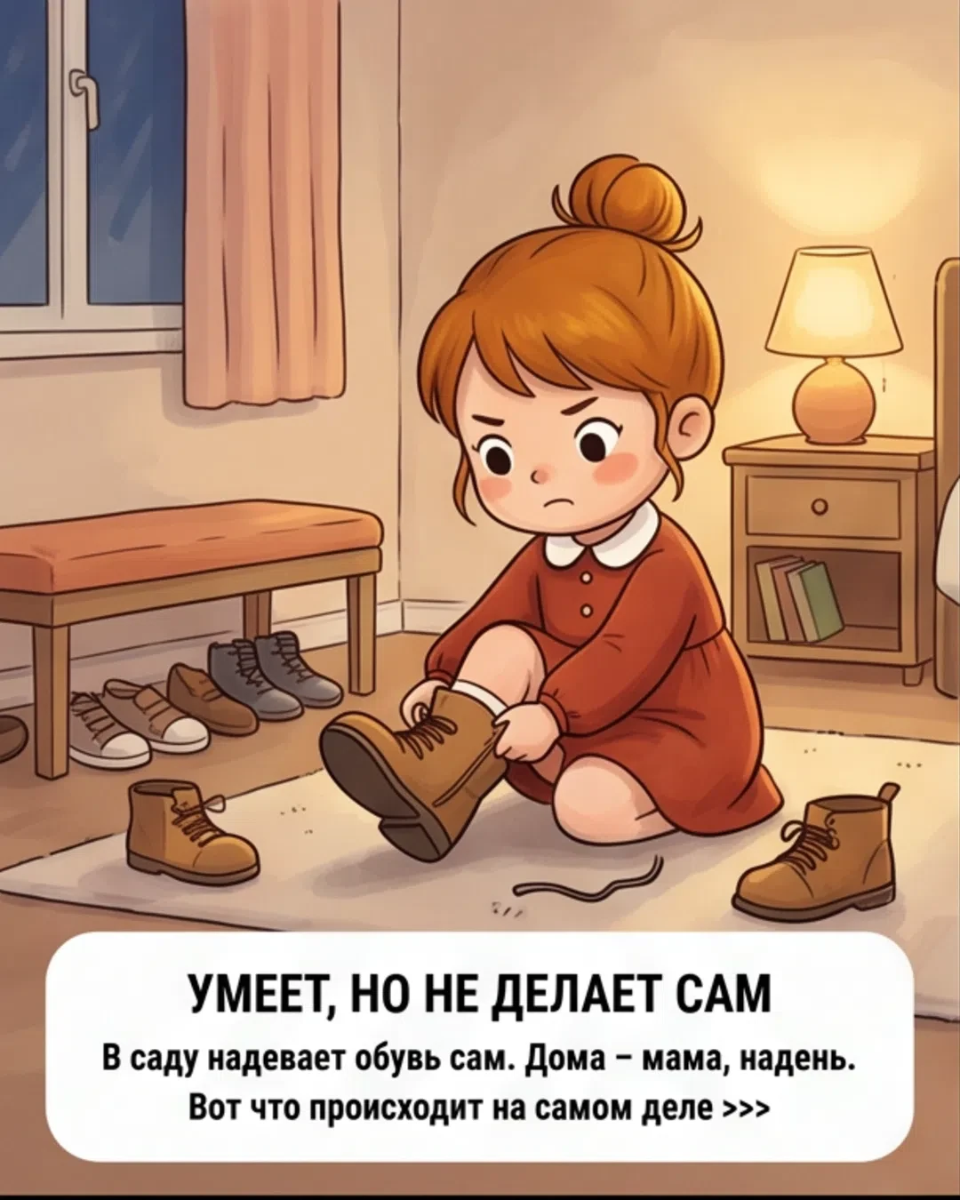 ✅ Когда ребёнок отказывается делать что-то сам, реально помогают две вещи.

Первое — организованная 