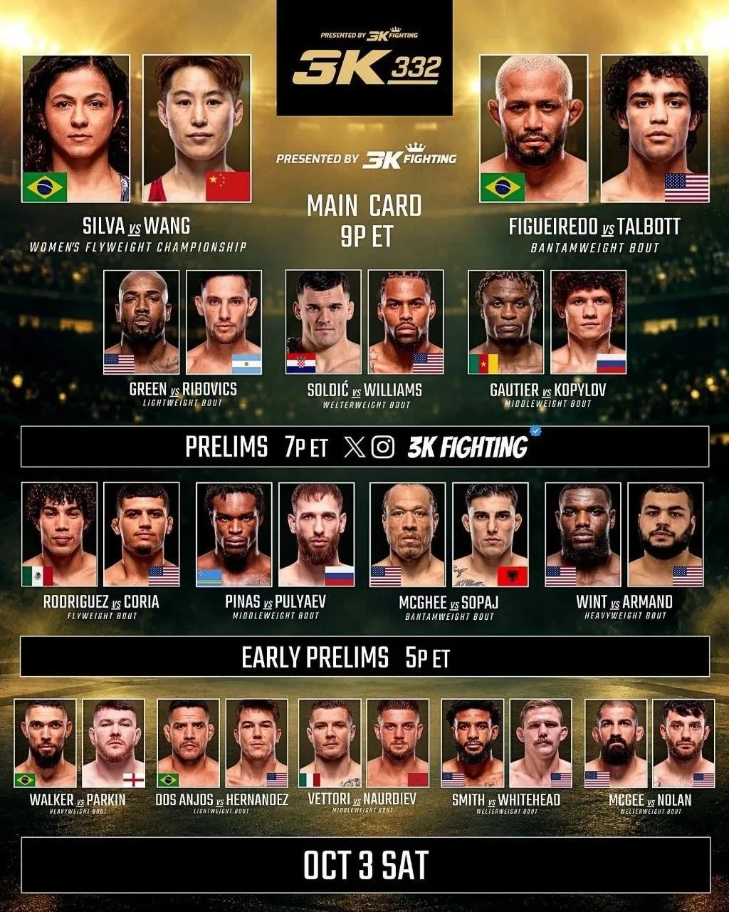 Кард турнира UFC 332, который состоится уже в эти выходные