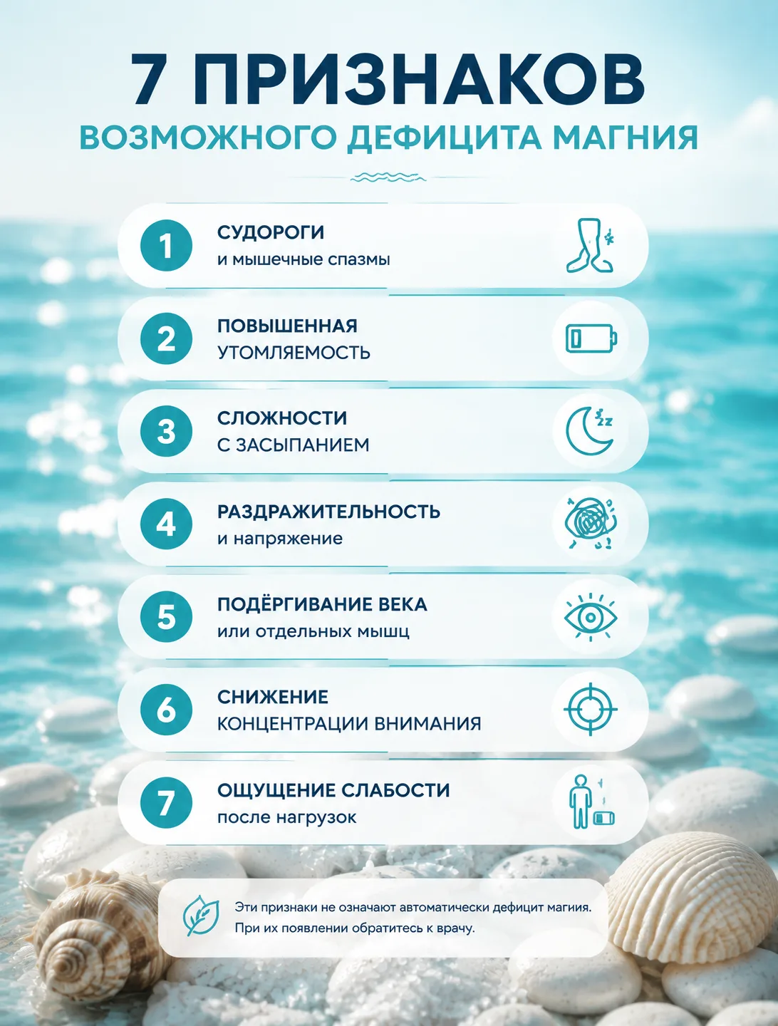 ⚠️ 7 признаков, которые могут указывать на недостаток магния