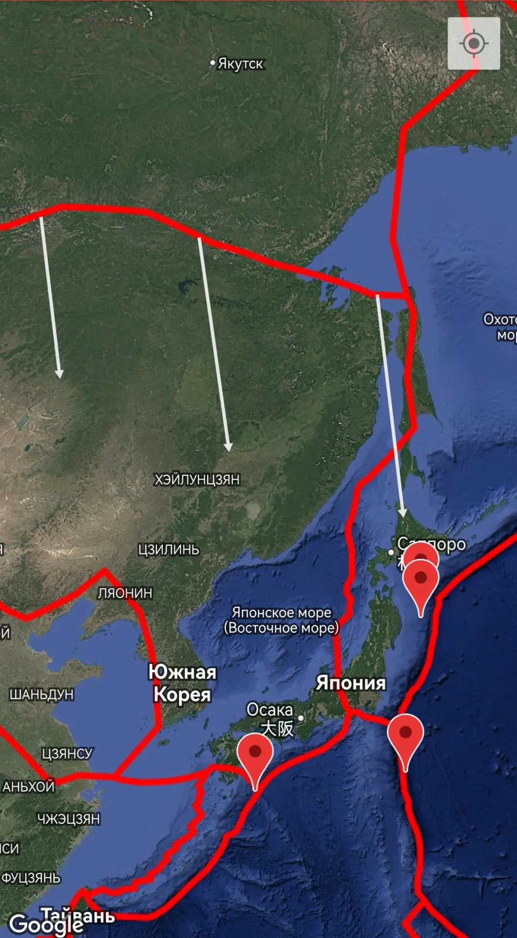 Амурская плита оживилась. За эти сутки трассировалась северо-восточная граница (фото 2-3), а на обра