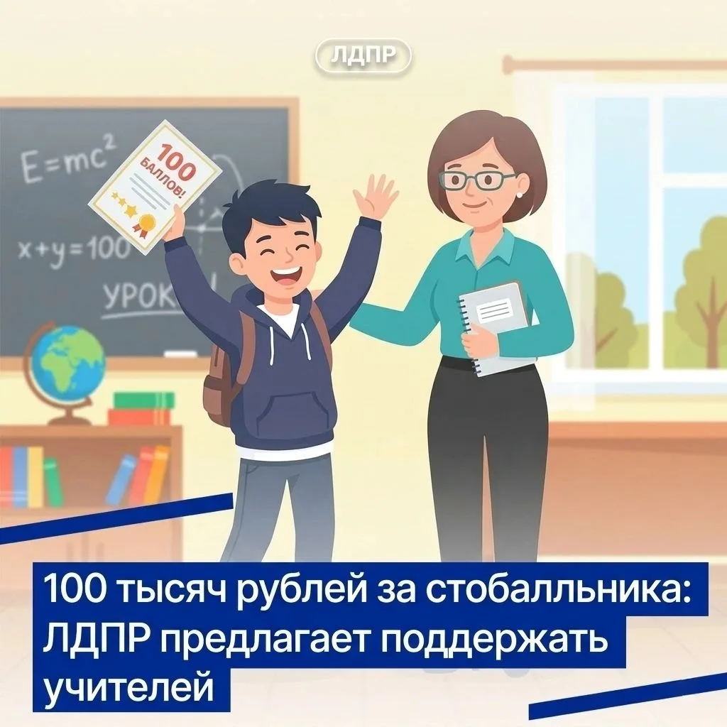 100 тысяч рублей за стобалльника: ЛДПР предлагает поддержать учителей
