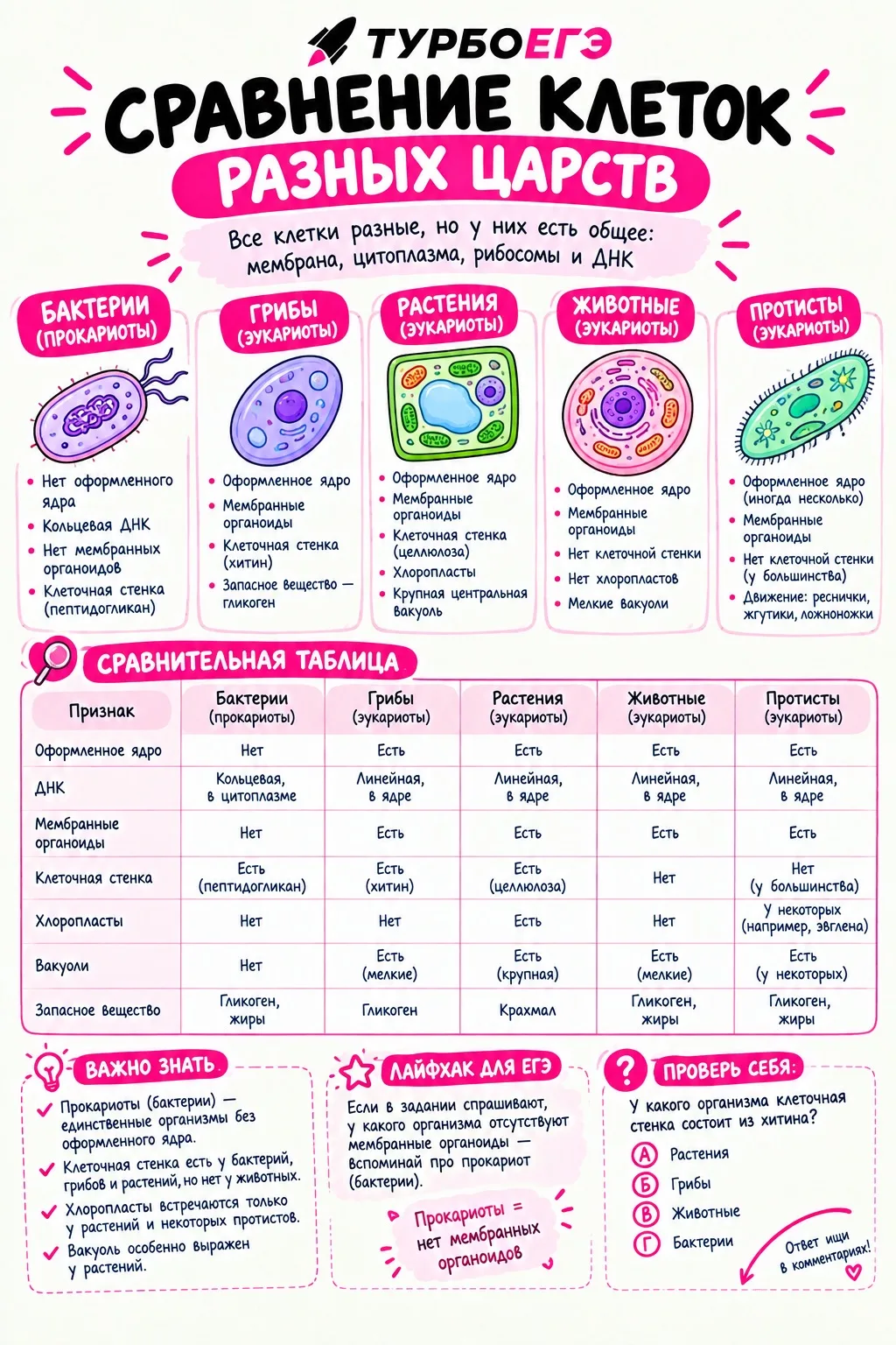 Клетки разных царств 🧬