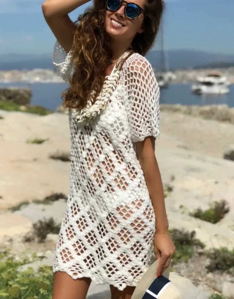 Подборка ажурной сеточки крючком для платья.❤️👗