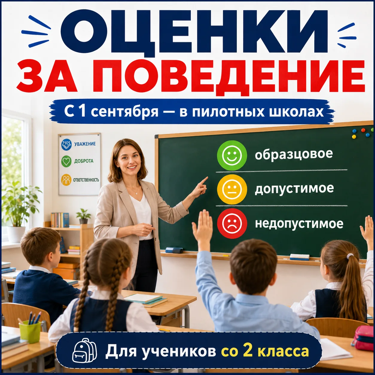 🏫 В российских школах начнут ставить оценки за поведение

С 1 сентября 2026 года новую систему запу