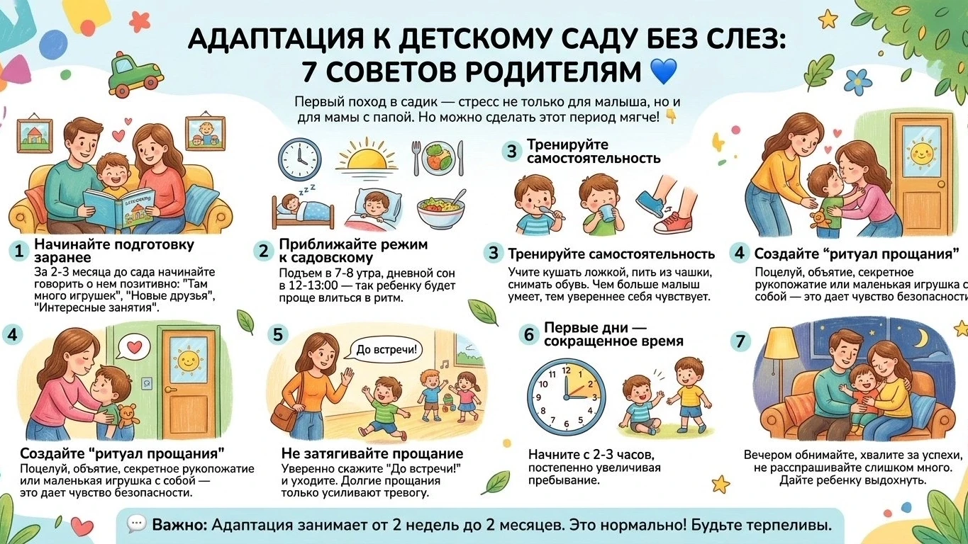 Первый поход в садик — это стресс не только для ребёнка, но и для родителей. Но мы подготовили для в