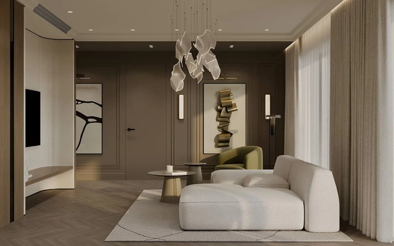 Делимся новым дизайном кухни-гостиной 35 м² для семьи в нашем проекте #MARSO383.