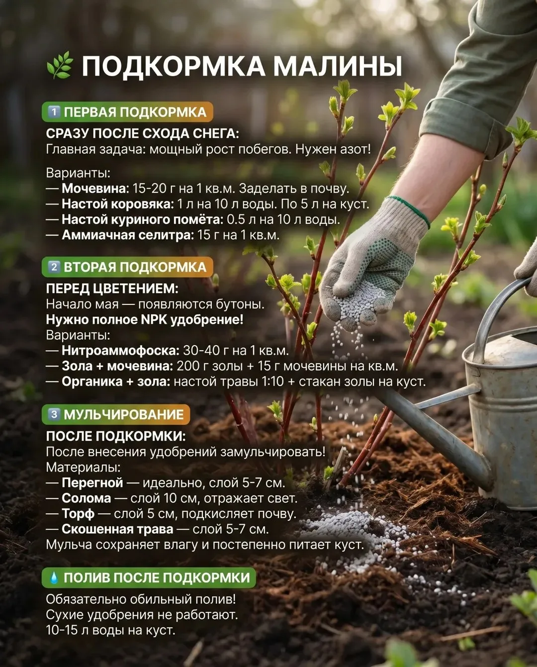 Малина — весенний уход, подвязка, подкормка 🌸  3 шага для обильного урожая!  ✂️ ОБРЕЗКА: Убрать все 